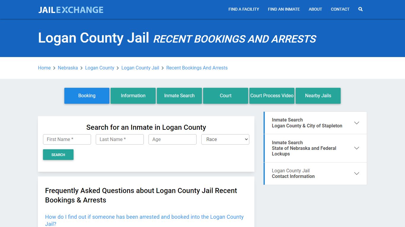 Logan County Jail & Sheriff NE Recent Arrests and Bookings