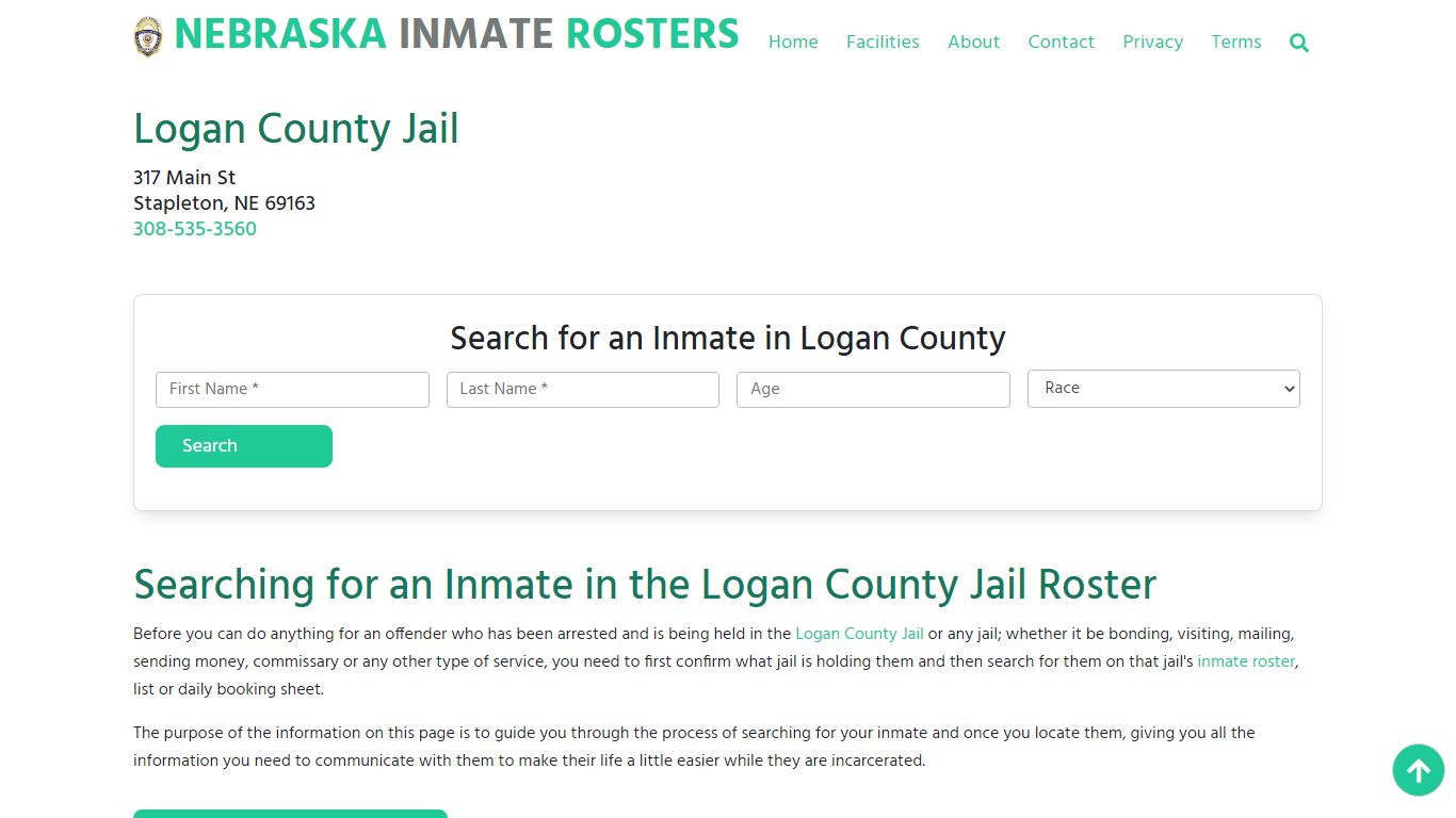 Logan County Jail NE: Inmate Search & Roster