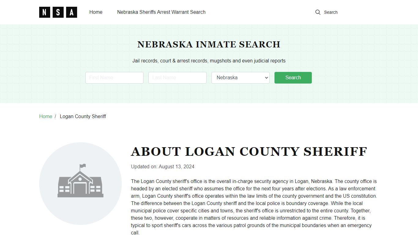 Logan County Sheriff, Nebraska and County Jail Information